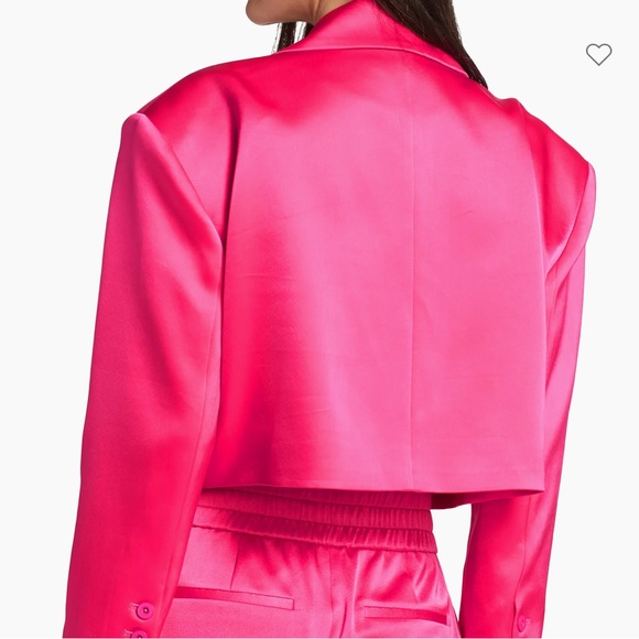 Alice + Olivia Shan Boxy Oversized Cropped Satin Blazer in Candy SAMPLE - Picture 2 of 5